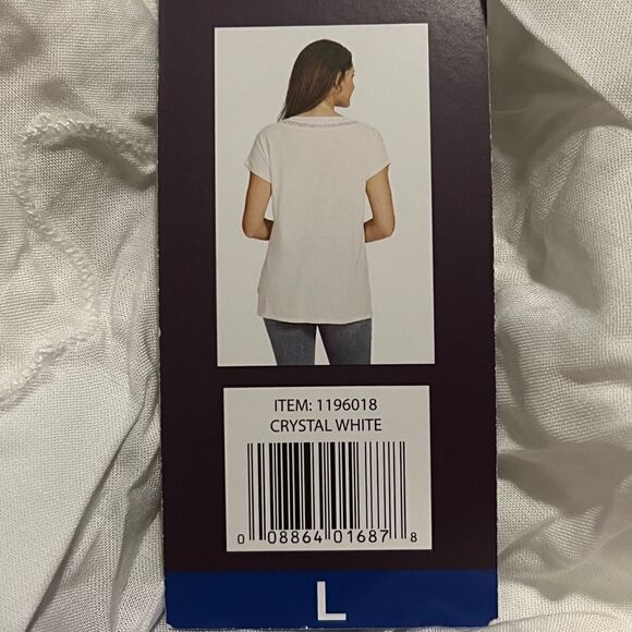 Gloria Vanderbilt Ladies V-Neck Embroidered Cotton Top T-Shirt Large NWT - Picture 12 of 12